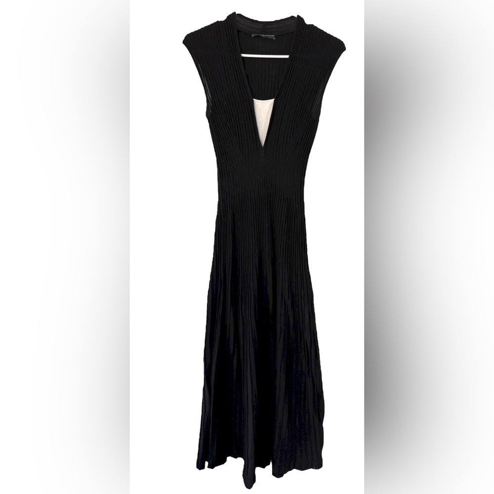 Peruvian Connection Women's Maxi Dress Black & White Ribbed Size Small Stretch